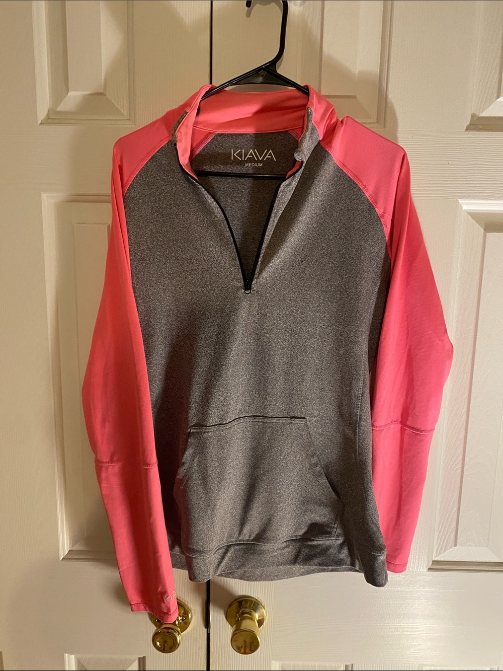 KIAVA Gray with Pink Raglan Half-Zip Pullover